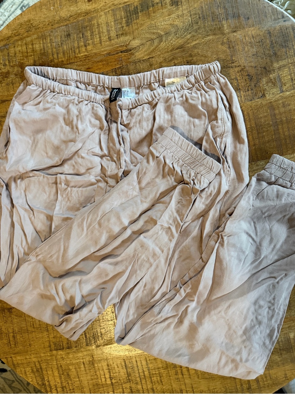 H&M Womens Light Mauve Elastic-Waist Joggers